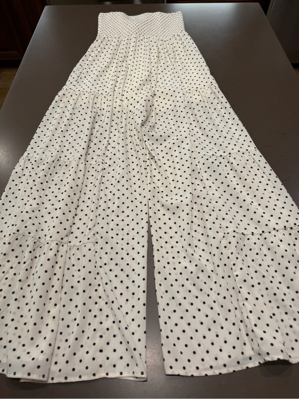 NWOT Cream Polka Dot Strapless Front Tie Jumpsuit Sz: XL - Picture 13 of 16